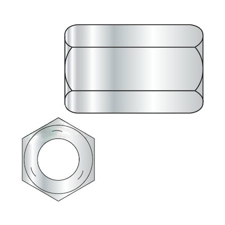 Coupling Nut, 1/2-13, Steel, Grade 5, Zinc Plated, 1-3/4 In Lg, 3/4 In Hex Wd